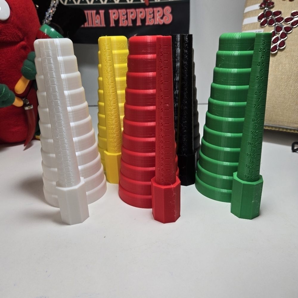 Ring Bracelet Sizer Set Black White Multicolor 3D Printed Marked Sizes Reseller